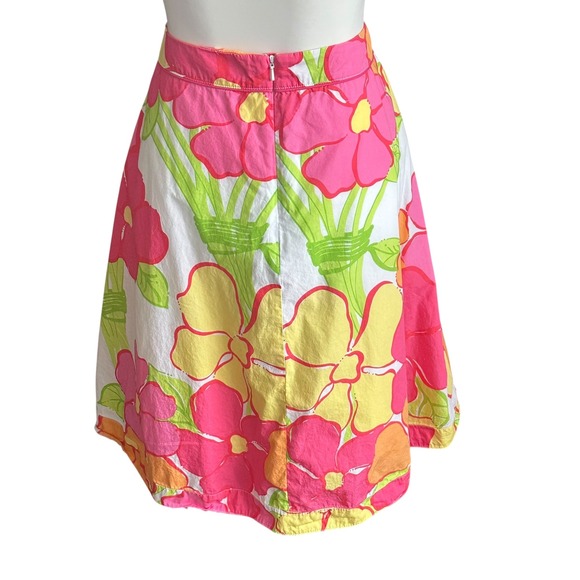 Lilly Pulitzer Floral Skirt Bright Pink Orange Yellow‎ Garden Party Cotton - Picture 3 of 9